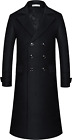 Men'S Luxury Full Length Trench Coat Long Wool Overcoat Winter Windbreaker
