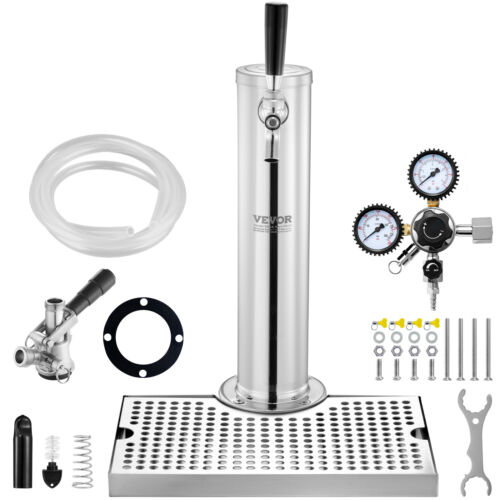 VEVOR Kegerator Tower Kit Single Tap Beer Conversion Kit with Beer Drip Tray
