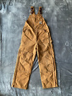 Vintage Carhartt Bibs Men's 36x27 Tan Workwear Made In USA Canvas Overalls