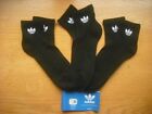Mens NWT Adidas Quarter Ankle Socks 3prs Black TREFOIL Logos Cushion Sz:L(8-12)