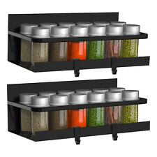 2Pack Magnetic Spice Holder Rack Kitchen Organizer Fridge Spices Shelf w/4 Hooks