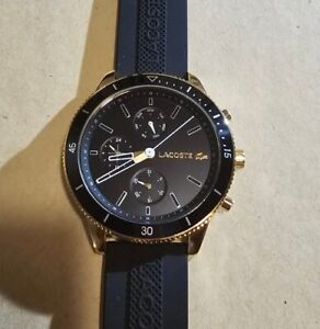Lacoste KeyWest Watch With 44m Black Chronograph Face & Black Silicone Band