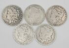1878-1904 Morgan Silver Dollar Cull Lot Pre-1921 Mix Dates 5 Coins Average Circ