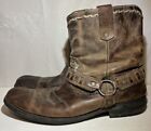 Bed|Stu Ankle Corral Motorcycle Harness Boots Men Size 13 Brown Distressed