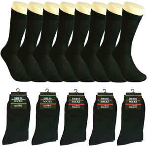 3-12 Pairs Mens Solid Black Cotton Casual Formal Classic Dress Socks Size 10-13