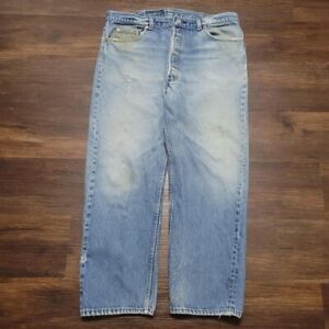 Vintage 90s Levi's 501xx Faded Light Wash Button Fly Jeans Made in USA 38x27.5