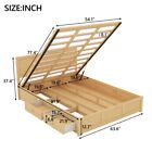 Full / Queen Size Wood Platform Bed Frame with Underneath Storage & 2 Drawers