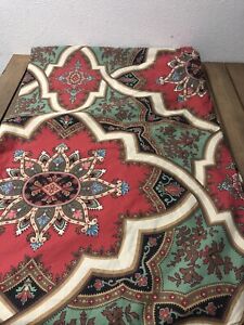 Pottery Barn Red Print  Duvet Cover F/Queen Size Medallion Multicolor NWOT