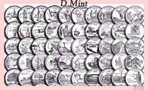 1999 - 2008 D Mint Complete 50 State Hood Quarters Set U.S. Mint Roll Coins