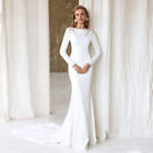 Classic Wedding Dresses Mermaid Lace Slim-line O-Neck Full Sleeve Bridal Gowns