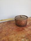 Vintage Rustic Copper Pot w/lid Handle aged Patina Small Saucepan French Pot MCM