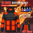 21 Areas Heating Jacket Outdoor Adjustable Heated Coat USB Thermal Hooded Coat