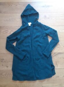 Magaschoni 100% cashmere hooded cardigan, forest green, medium EUC