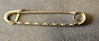 Large Diaper Safety Pin Patterned Brooch Gold Tone