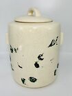 McCoy Red Floral Cookie Jar Yellowware Hand Painted Pottery