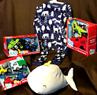 Giftset: Boys Dino Toy Set, Monster Trucks, Utility Truck Set, PJ's, Whale Plush