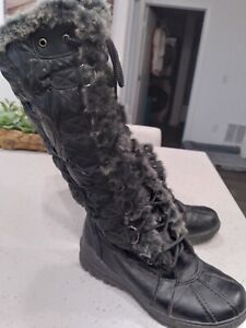 boots women size 8 Black Snow Waterproof