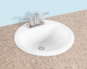 Gele 19 inch Round Counter Top Drop in Vitreous China Bathroom Sink, 19'', White