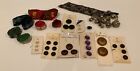 Lot of Buttons, Trims, Bells, Edging, Border, & Beaded Trim. Vintage and Antique