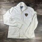 Polo Ralph Lauren Shawl Cardigan Mens M Button Up Off-White Sweater Patch Preppy