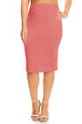 Plus Size Knee-length Pencil Skirt - Solid, Fitted Style with High Waist