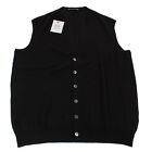 Fedeli NWT 100% Cashmere Cardigan Sweater Vest Size 58 US 3XL in Solid Black