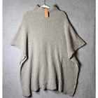 Steve Madden Poncho Womens OS Gray Plush Solid Funnel Collar Cape NWT FLAWED