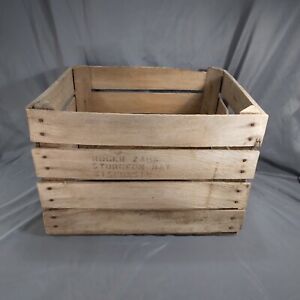 Authentic Vintage Wood Slat Crate WI Apple Orchard Bushel Box Natural Rustic
