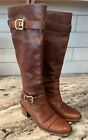 Coach Brown Tall Saxton Leather Boots Women’s Size 6 B Made In Italy A7292