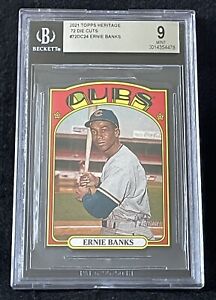 ERNIE BANKS RARE BGS 9 MINT 2021 TOPPS Heritage ‘72 DIE-CUTS CHICAGO CUBS
