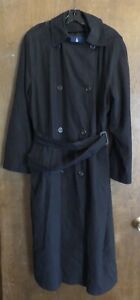 London Fog Women's 3/4 length Double-Breasted Black Trench Coat w/Belt size 18