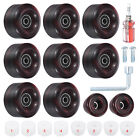 8pcs Roller Skate Wheels Quad ABEC-9 Bearing 82A PU 2 Toe Stoppers Black Red