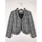Vintage Tahari Wool Blend Tweed Open Front Blazer Jacket Lined Designer Size 8P