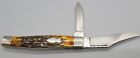 Vintage KA-BAR Union Cut. Co. 2-Blade Stag Handle Serpentine Jack Knife