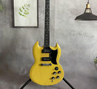 Custom Cream Yellow SG Electric Guitar P90 Pickups Chrome Parts Dot Inlay