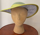 Women's Handmade Wide Brimmed Lilac, Mint & Yellow Sinamay Dress Hat 21 1/2