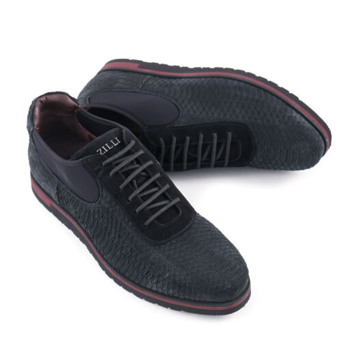 Zilli Matte Black Python Snakeskin Leather Sneakers US 8 (Eu 41) Shoes