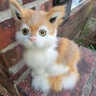 New ListingVintage Cat Figurine Kitty Plush Real Rabbit Fur Orange White