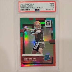2022 Donruss Optic Brock Purdy Preview Red & Green RC PSA 9