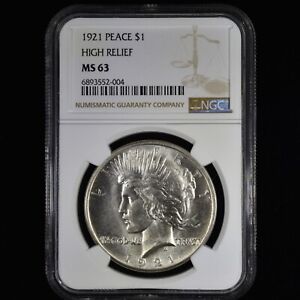 New Listing1921 $1 PEACE SILVER DOLLAR ✪ NGC MS-63 ✪ HIGH RELIEF UNCIRCULATED COIN◢TRUSTED◣