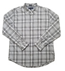 Tommy Hilfiger Men Sz XL Casual Button Shirt Gray White Plaid Custom Fit Pocket