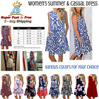 Women Casual Summer Dresses Sleeveless Beach Vest Sundress Floral Print Shirt