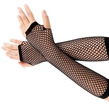 Goth Black LONG FISHNET MESH ARM WARMER SLEEVE Fingerless Cosplay Costume Gloves