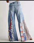 New  SOLD OUT color! FREE PEOPLE PATCHWORK FLARE JEANS CORTEZ PIECED BANDANA 25