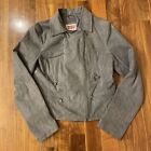 Levi's Women's Genuine Suede Leather Crop Motorcycle Jacket  Size M Gray