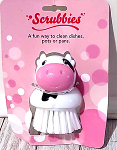 Scrubbies Cow Plastic Pot &* Dish Scrubber Brush