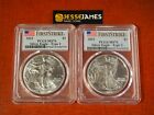 2021 SILVER EAGLE PCGS MS70 FIRST STRIKE 2 COIN SET BOTH TYPE 1 & TYPE 2