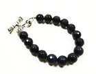 KING BABY Jewelry Sterling Silver Black Faceted Onyx Beaded Bracelet