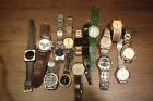 Lot of 15 Citizen and Seiko Men's Quartz Day Date Watches for repair need bat.