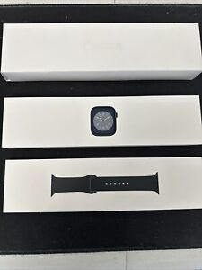 Apple Watch Series 8 45mm Midnight Aluminum Case with Sport Band, M/L (GPS)-NEW